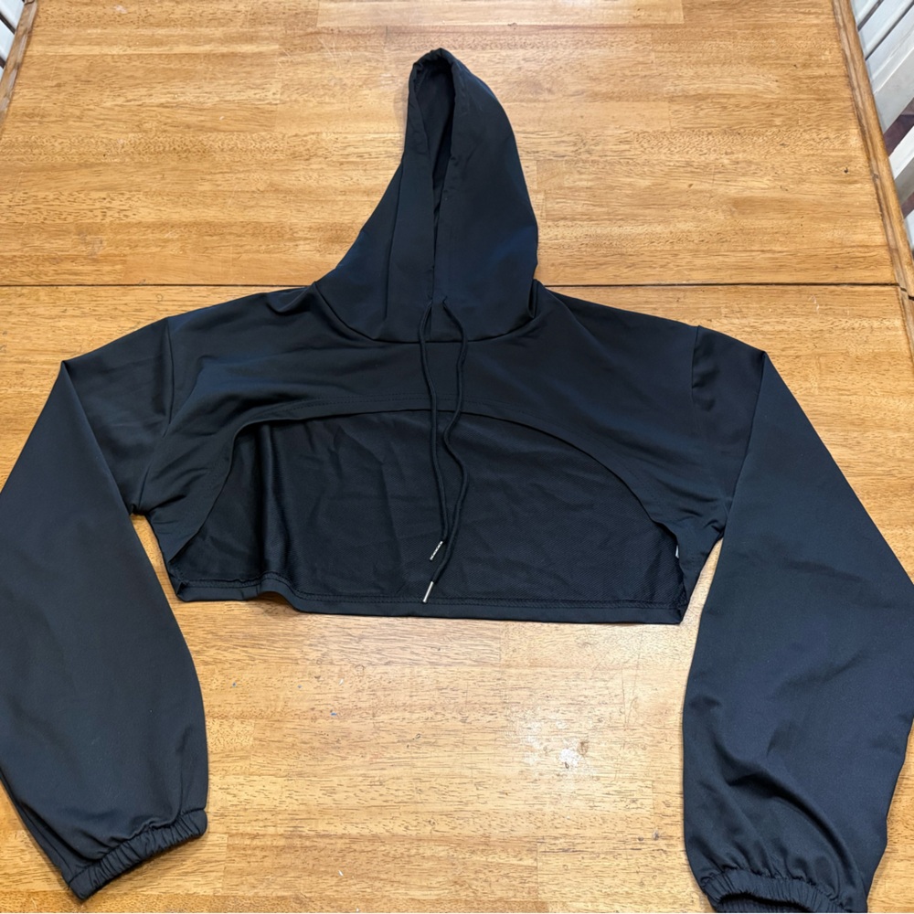 Black Cropped Hoodie